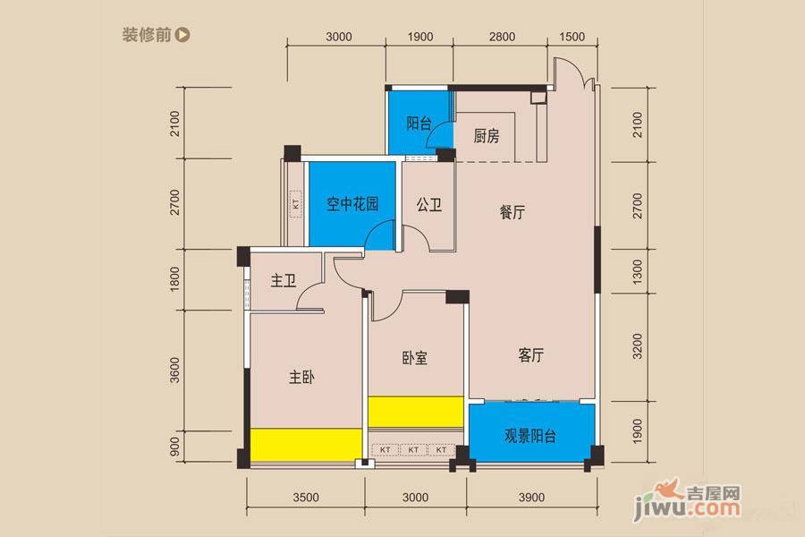 锦华尊府3室2厅2卫102.2㎡户型图