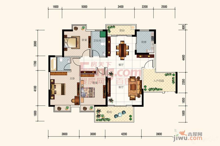 滨江半岛3室2厅2卫127.9㎡户型图