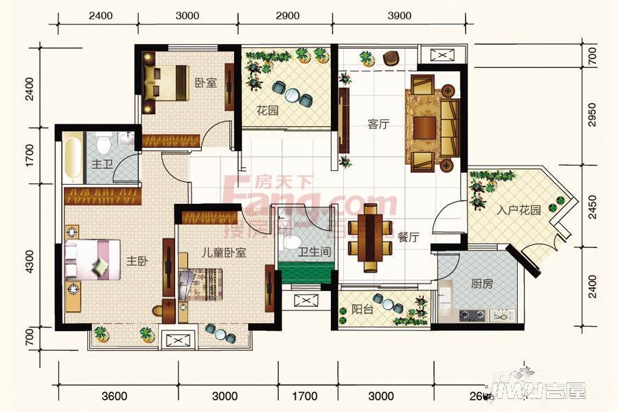 滨江半岛3室2厅2卫114㎡户型图