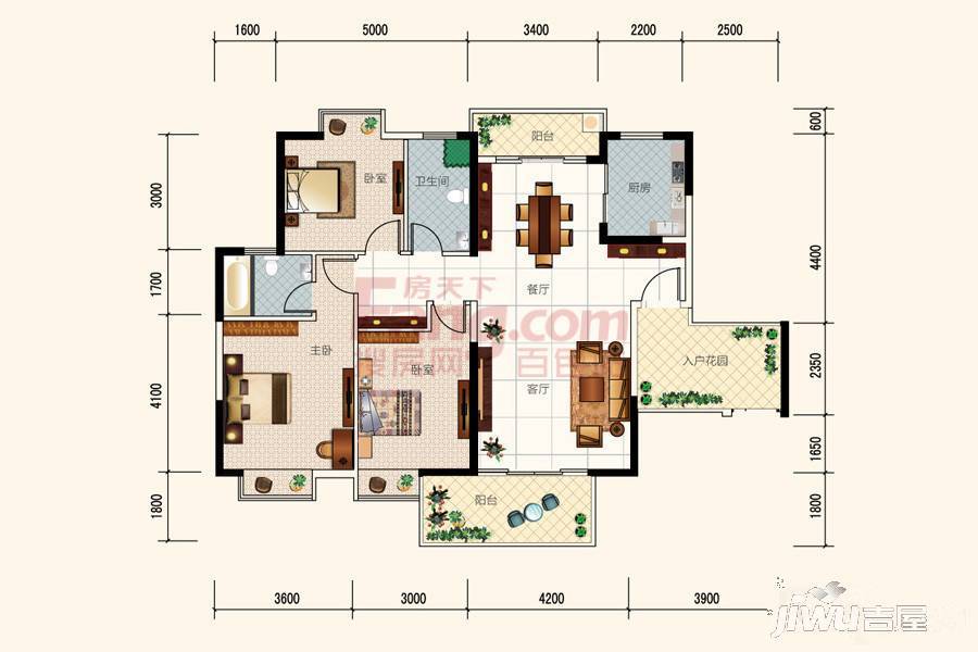 滨江半岛3室2厅2卫127.9㎡户型图