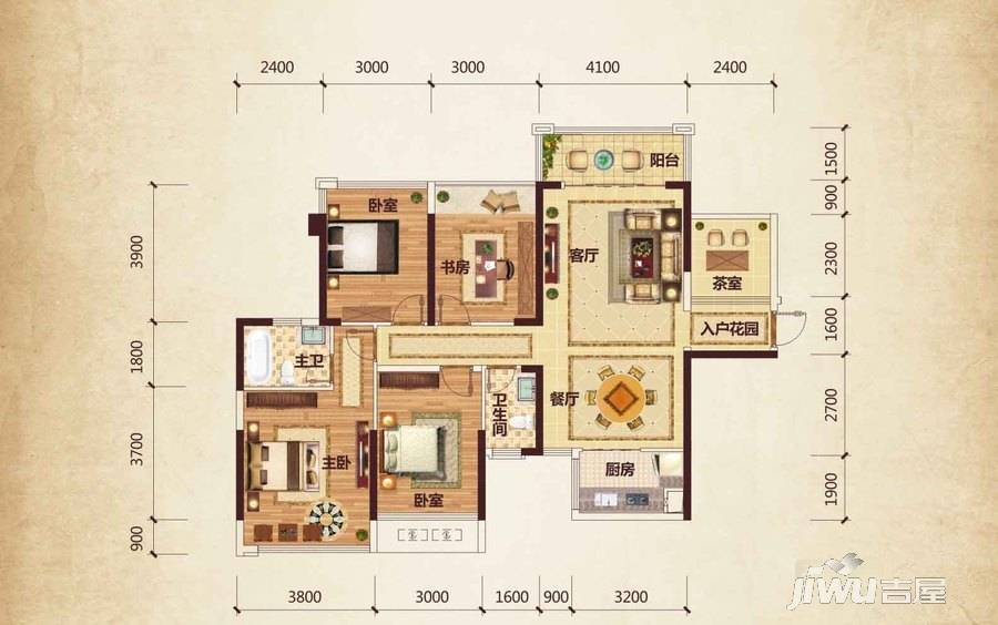 路桥锦绣国际4室2厅2卫119㎡户型图