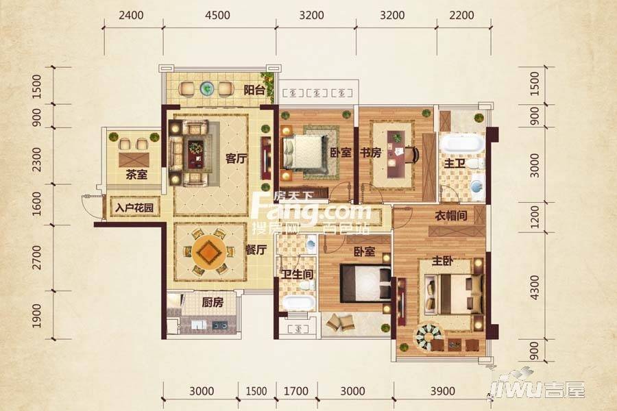 路桥锦绣国际4室2厅2卫133.8㎡户型图