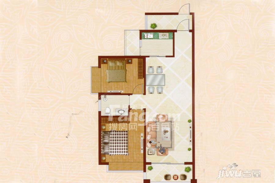 世邦新城名郡2室2厅1卫96㎡户型图