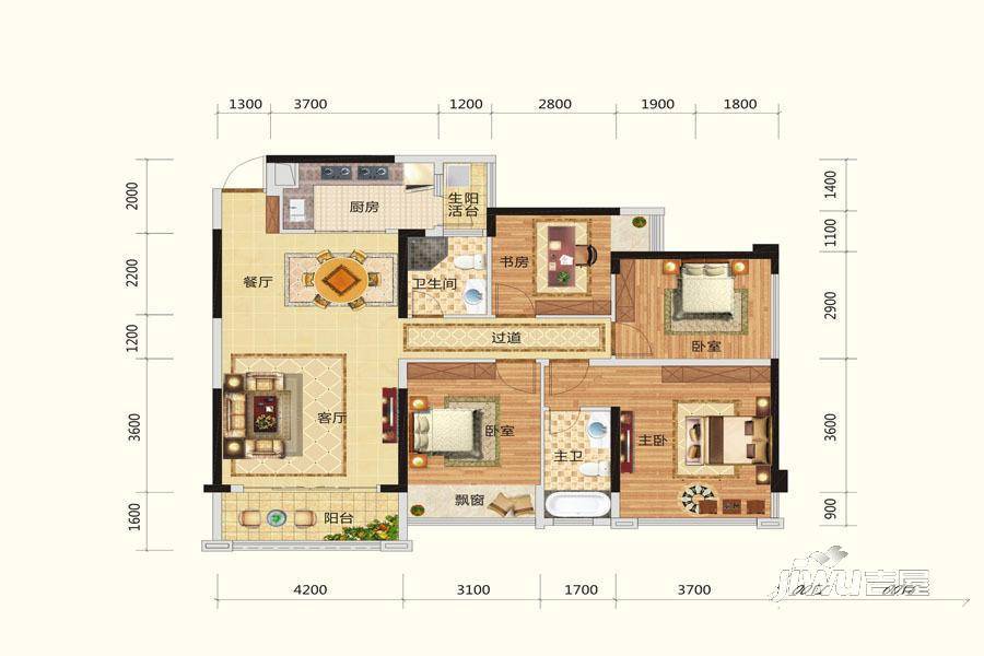 路桥锦绣国际3室2厅2卫118.7㎡户型图