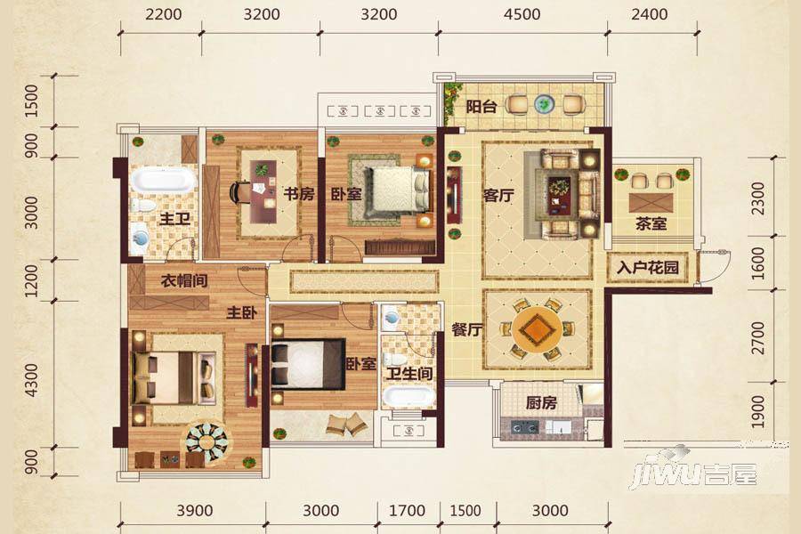 路桥锦绣国际4室2厅2卫119.4㎡户型图