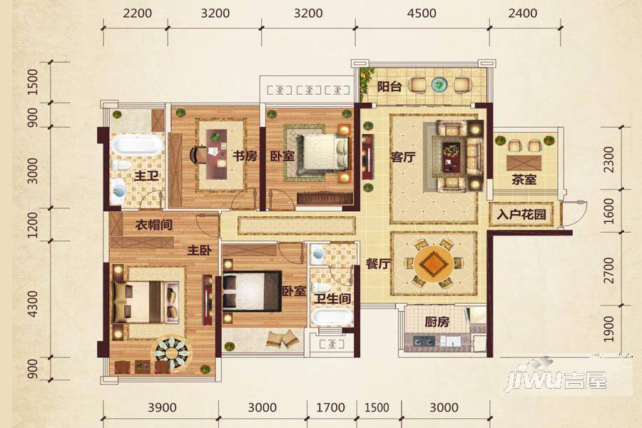 路桥锦绣国际4室2厅2卫133.8㎡户型图