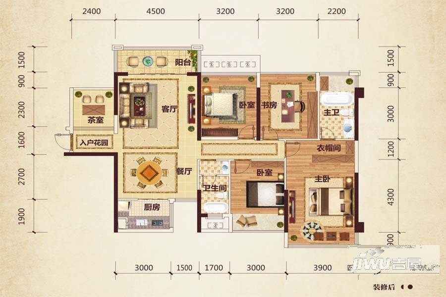 路桥锦绣国际4室2厅2卫133.8㎡户型图