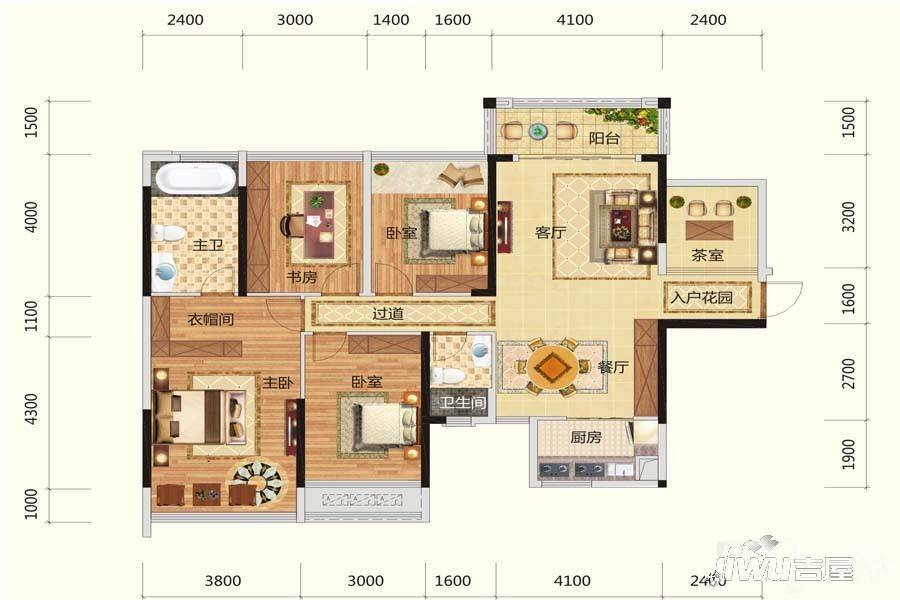 路桥锦绣国际3室2厅2卫126.8㎡户型图