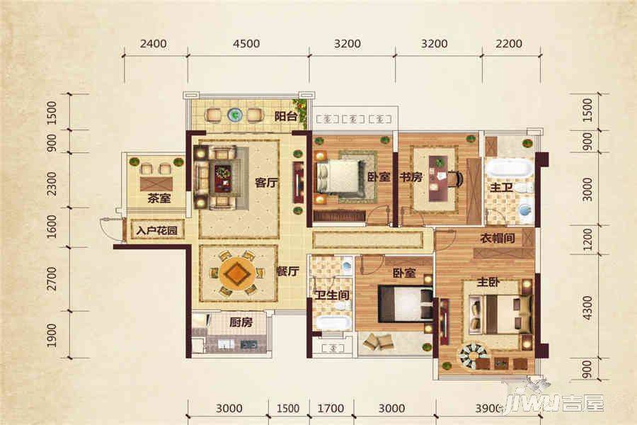 路桥锦绣国际4室2厅2卫133.8㎡户型图