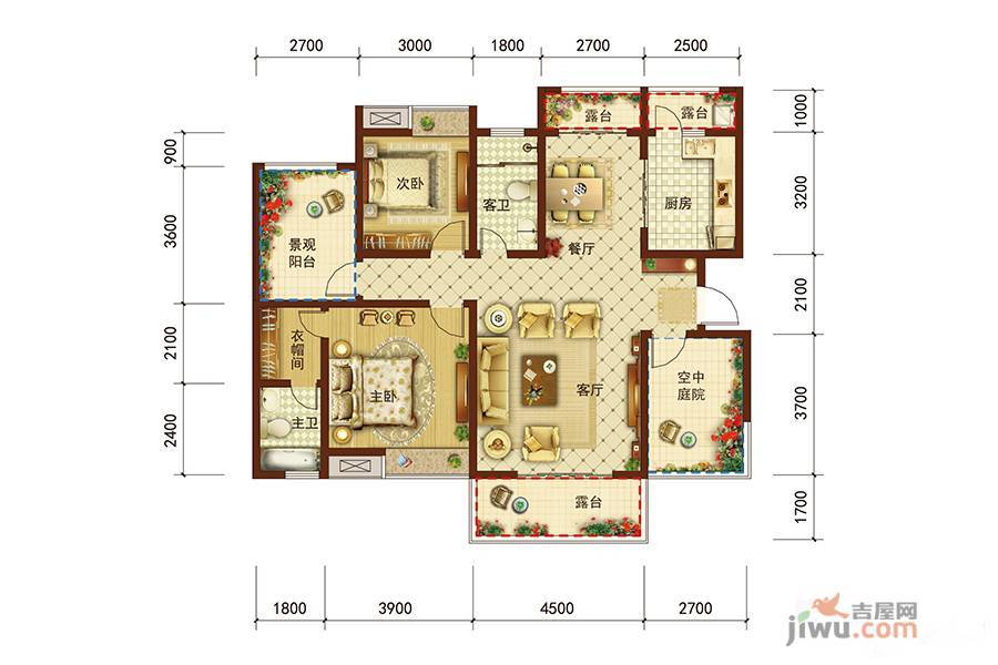 桐达山韵2室2厅2卫117.2㎡户型图