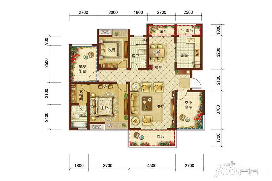 桐达山韵2室2厅2卫117.2㎡户型图