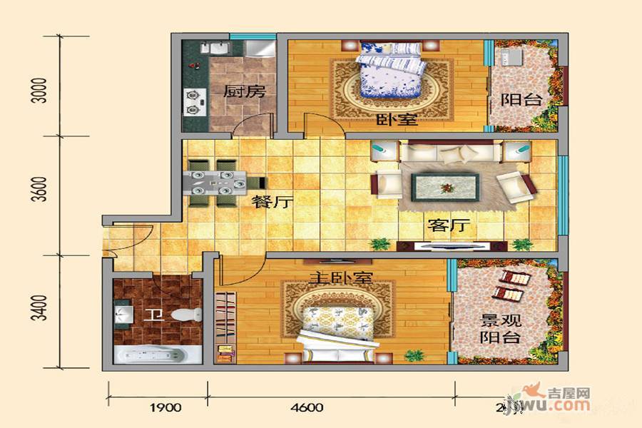 北城逸景3室1厅1卫139.1㎡户型图