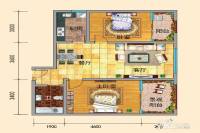 北城逸景2室2厅1卫86㎡户型图