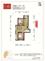 大象文化城2室1厅1卫74㎡户型图