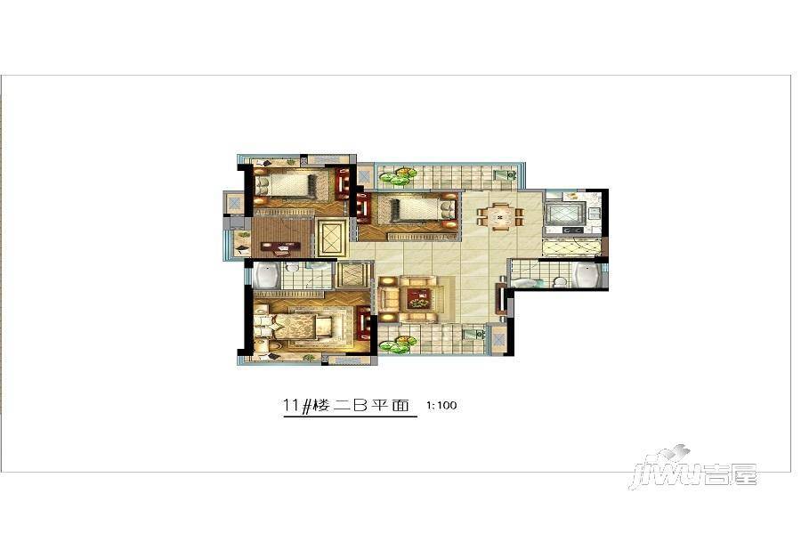 融鼎新都汇3室2厅1卫89㎡户型图