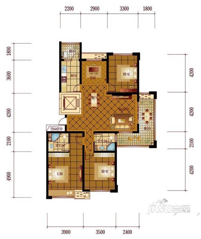 剡溪花园4室2厅2卫147㎡户型图