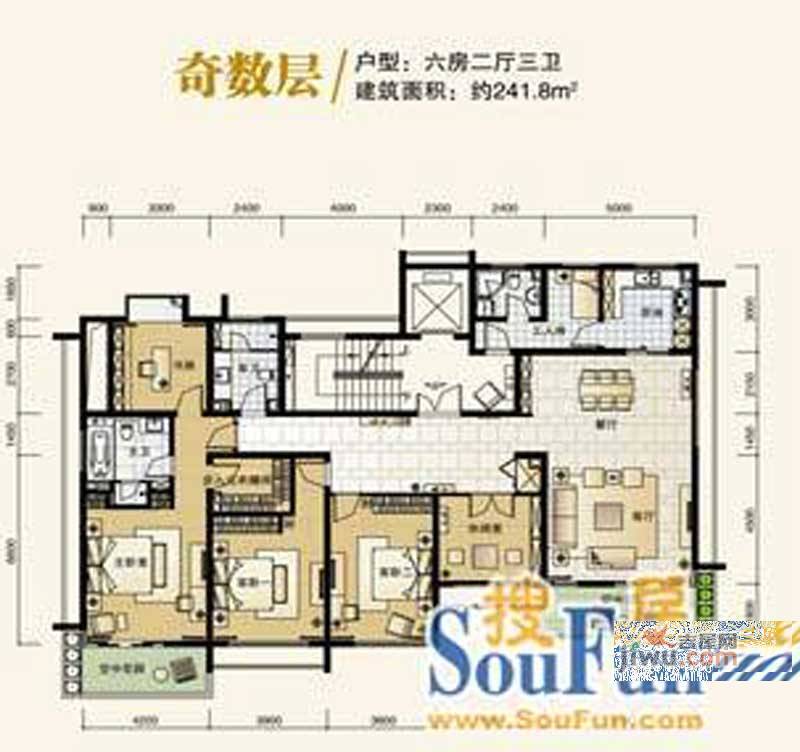 香滨半岛6室2厅3卫241.8㎡户型图