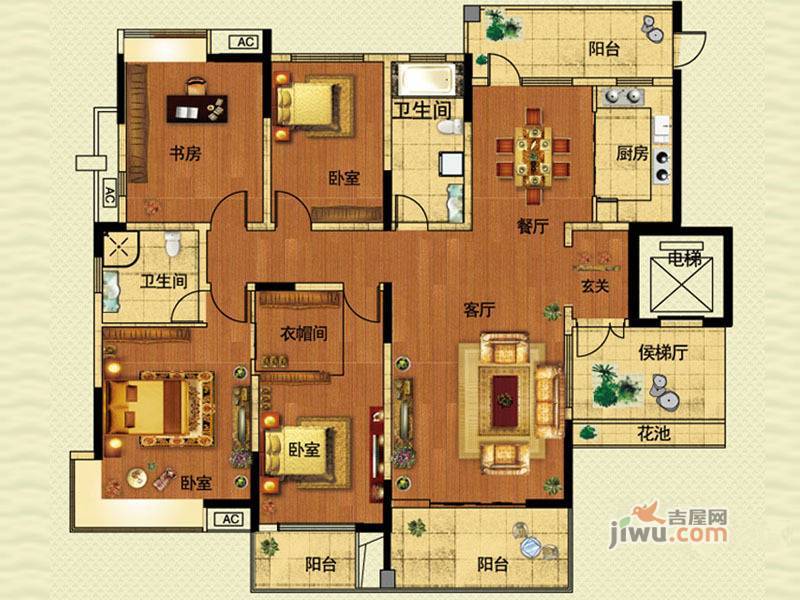 大明·翰泽苑4室2厅2卫178㎡户型图