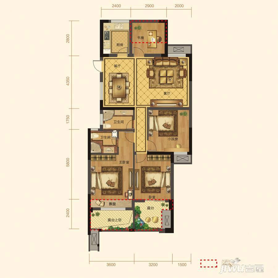 华宇·城市之星3室2厅2卫125㎡户型图