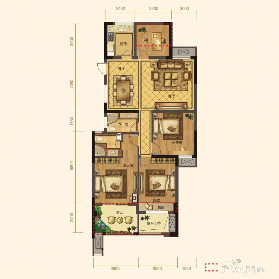 华宇·城市之星3室2厅2卫125㎡户型图