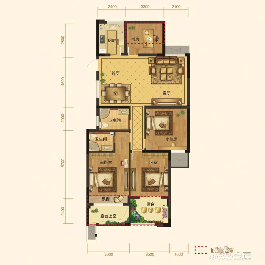 华宇·城市之星3室2厅2卫135㎡户型图