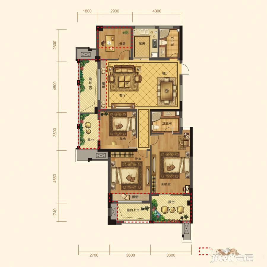 华宇·城市之星3室2厅2卫131㎡户型图