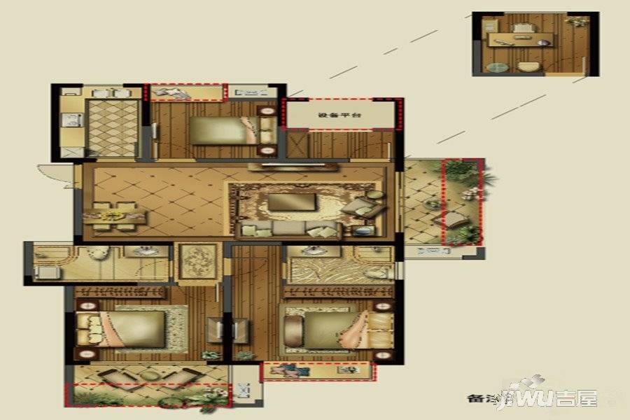 翰林府4室2厅2卫132㎡户型图