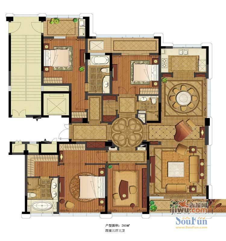 侨都一品4室3厅3卫260㎡户型图