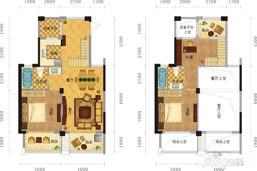 大通水尚名都3室2厅2卫户型图