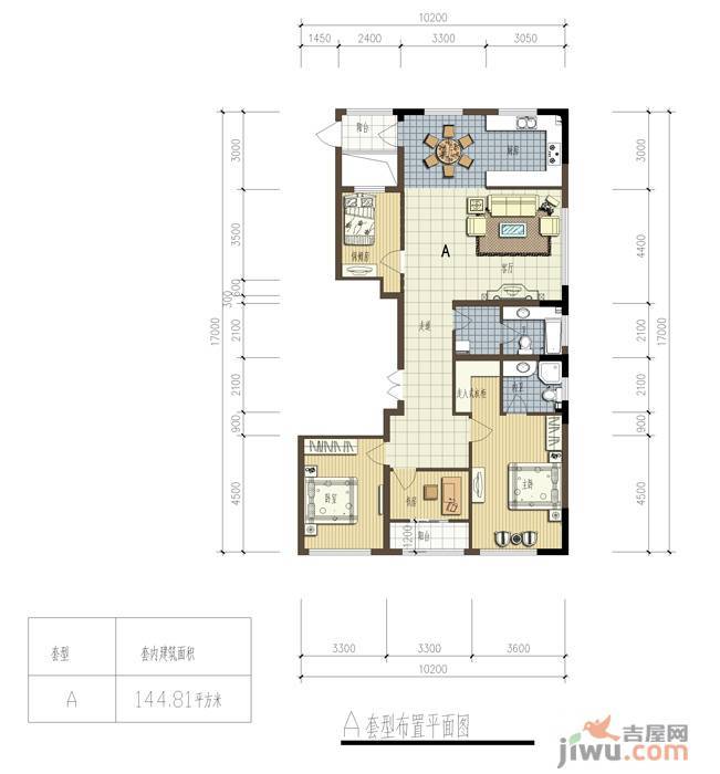 银马公寓4室2厅2卫144.8㎡户型图