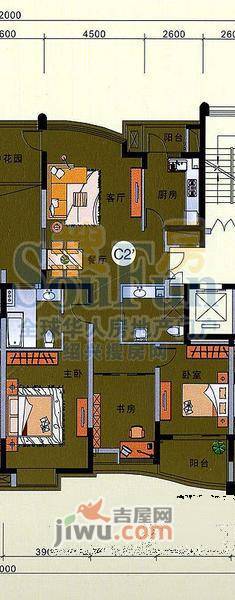 蝶庄3室2厅2卫141㎡户型图