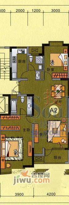 蝶庄2室2厅2卫114㎡户型图