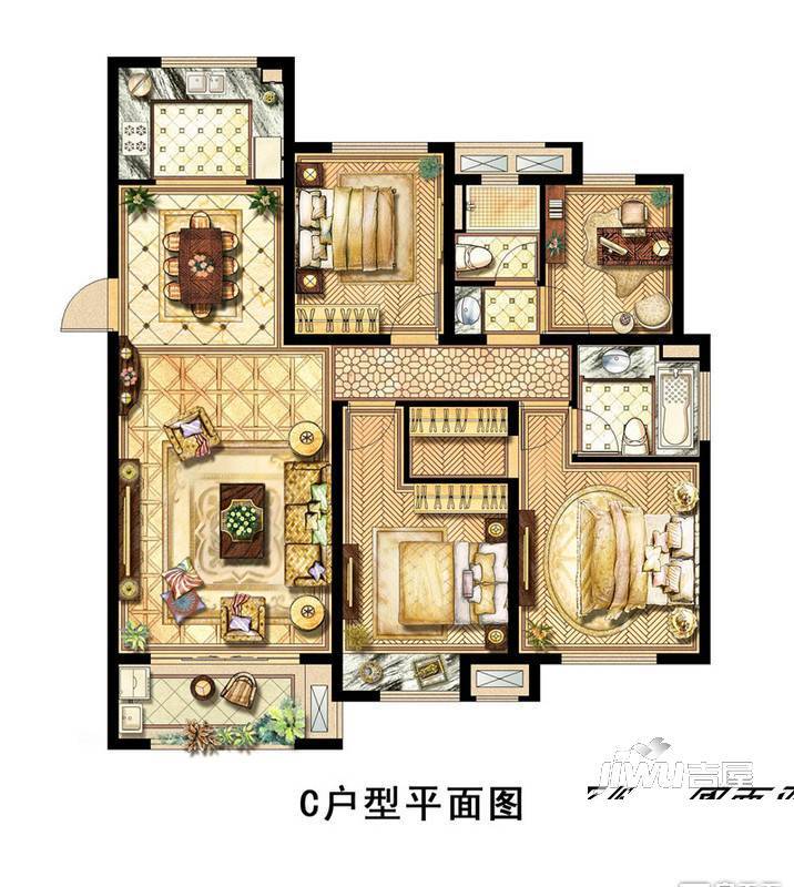 景瑞御江山4室2厅2卫137㎡户型图