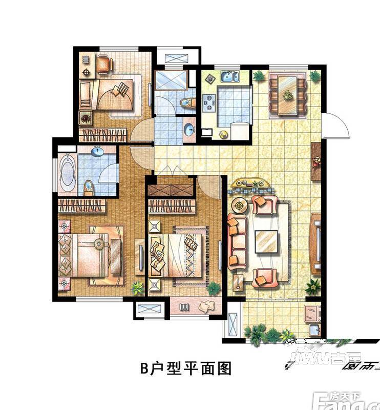 景瑞御江山3室2厅2卫115㎡户型图