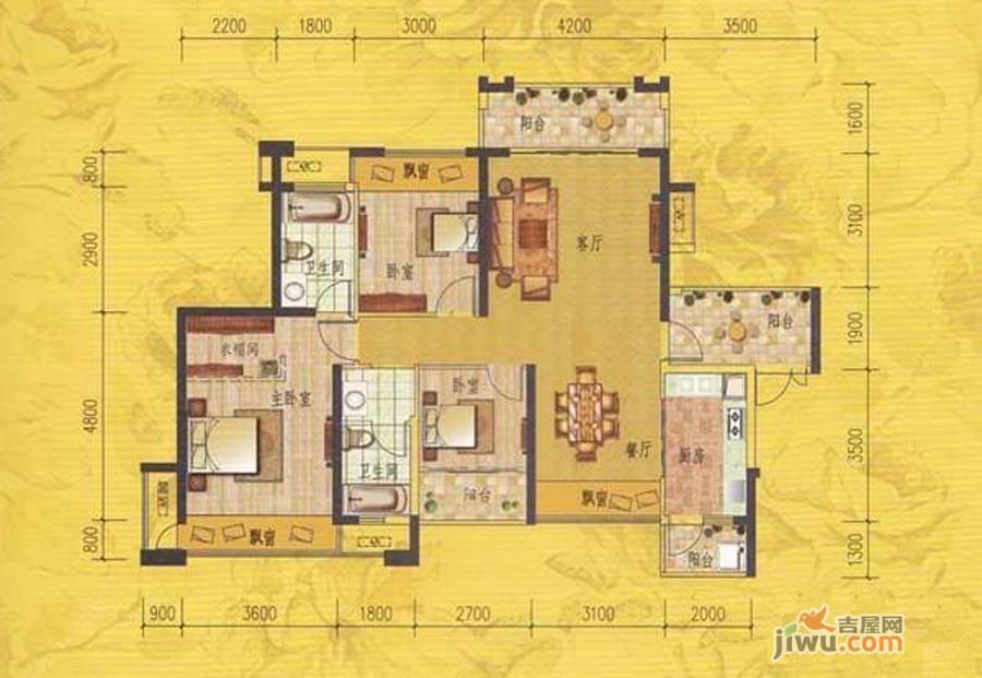 临河里3室2厅2卫户型图