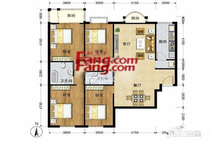 幸福里4室2厅2卫户型图