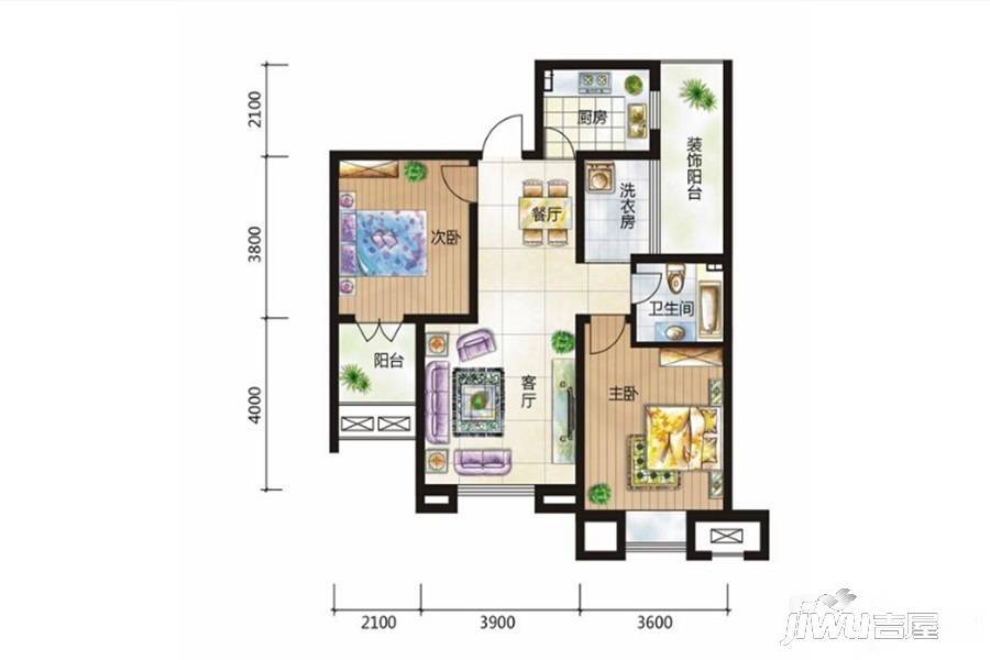 顺和家园2室2厅1卫户型图