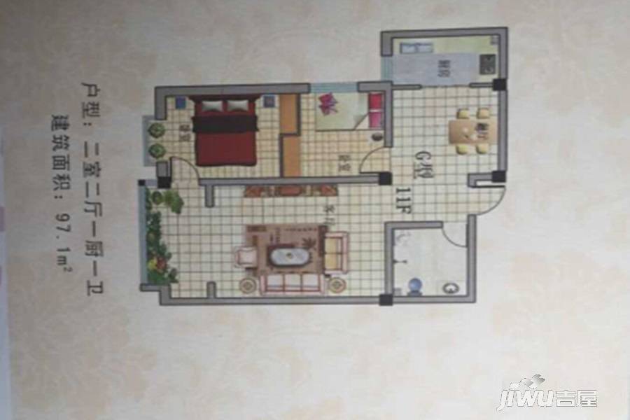 悦和家园2室2厅1卫97.1㎡户型图