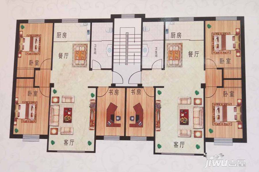 丝路景园3室2厅1卫100㎡户型图