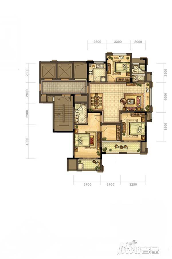 和润华府3室2厅2卫132.6㎡户型图