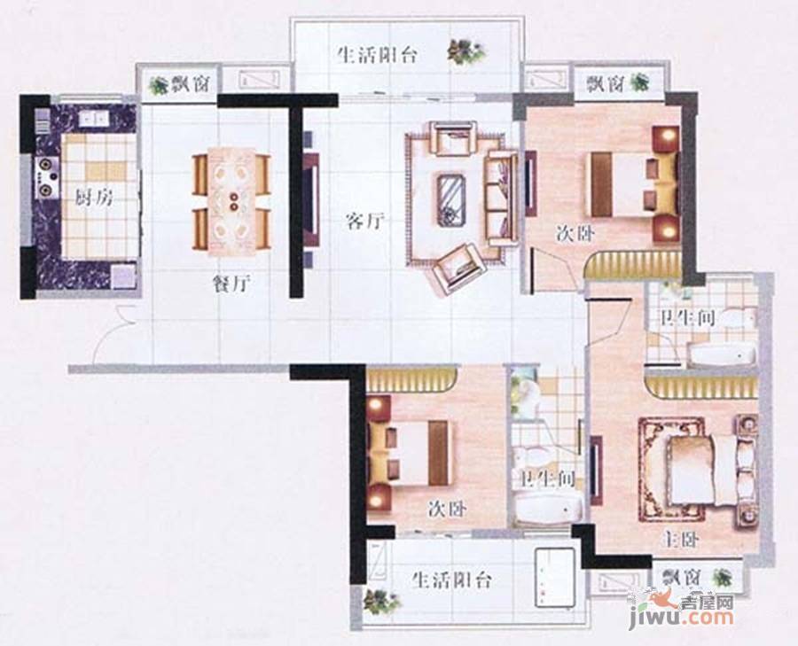 东泰华府3室2厅2卫131.5㎡户型图