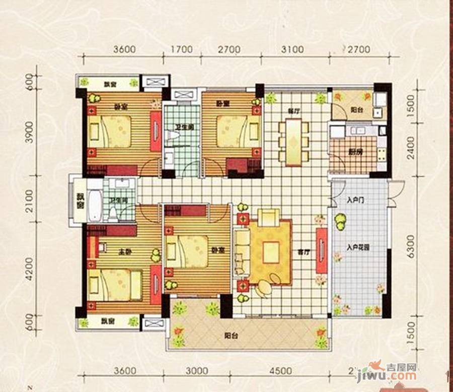 海天水岸阳光4室2厅2卫户型图