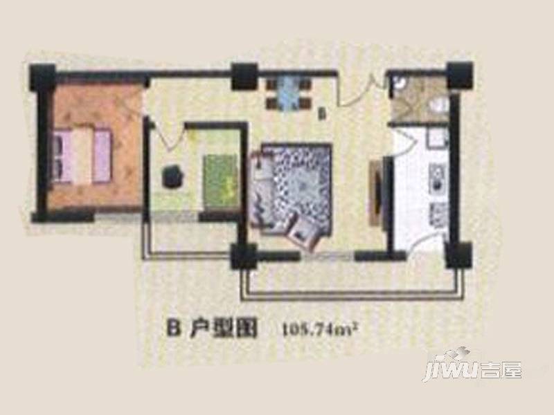 万泉大厦2室2厅1卫105.7㎡户型图