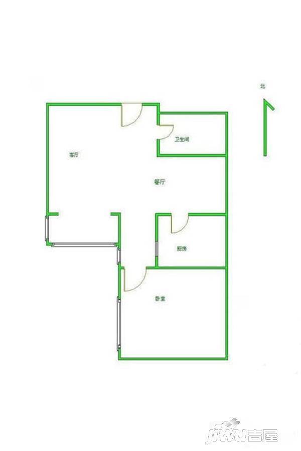 晋阳紫城1室2厅1卫66㎡户型图
