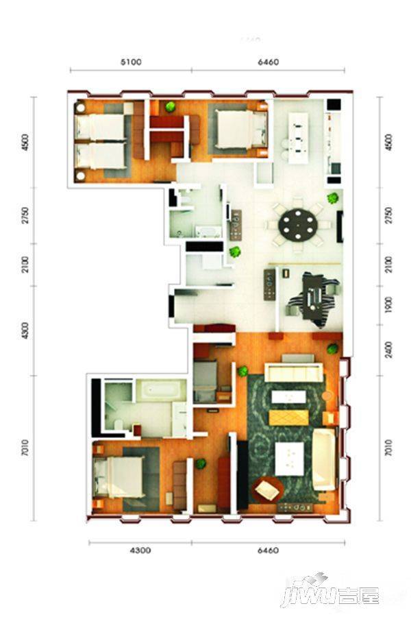 万国城moma4室2厅2卫237.5㎡户型图