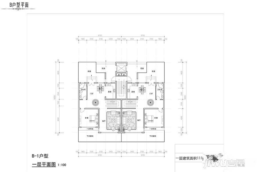 玉泉山如意公馆1室2厅1卫111㎡户型图