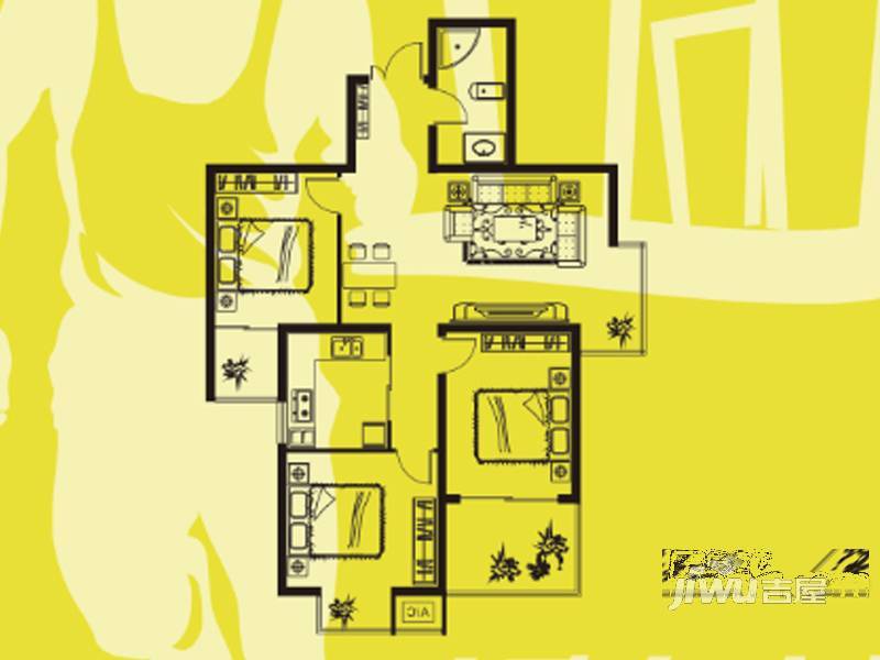 ATT·活力城3室2厅1卫96.5㎡户型图