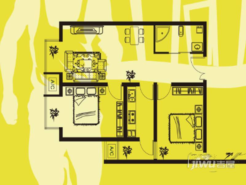 ATT·活力城2室2厅1卫69.3㎡户型图
