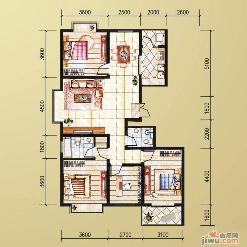 华天置地4室2厅2卫137.2㎡户型图