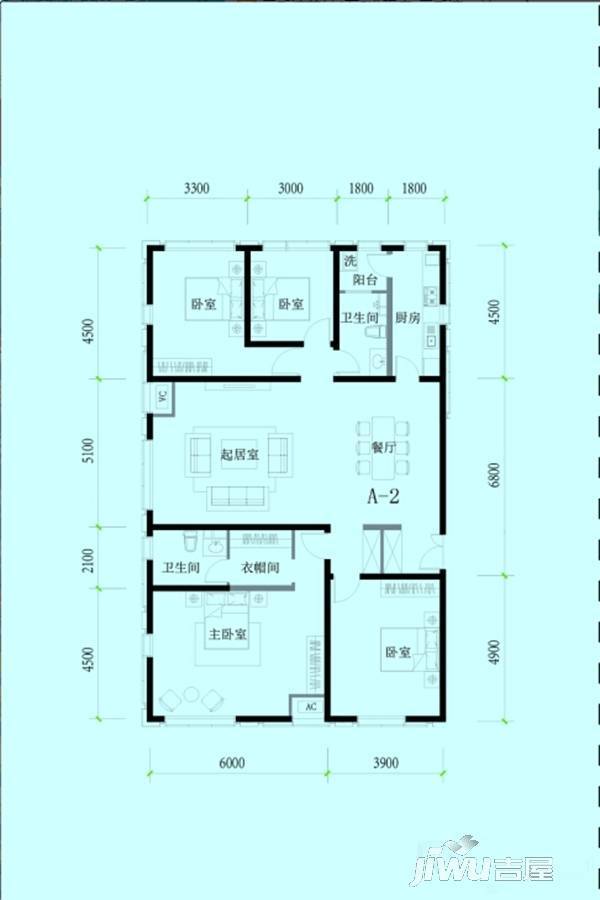 三千渡4室2厅2卫206㎡户型图